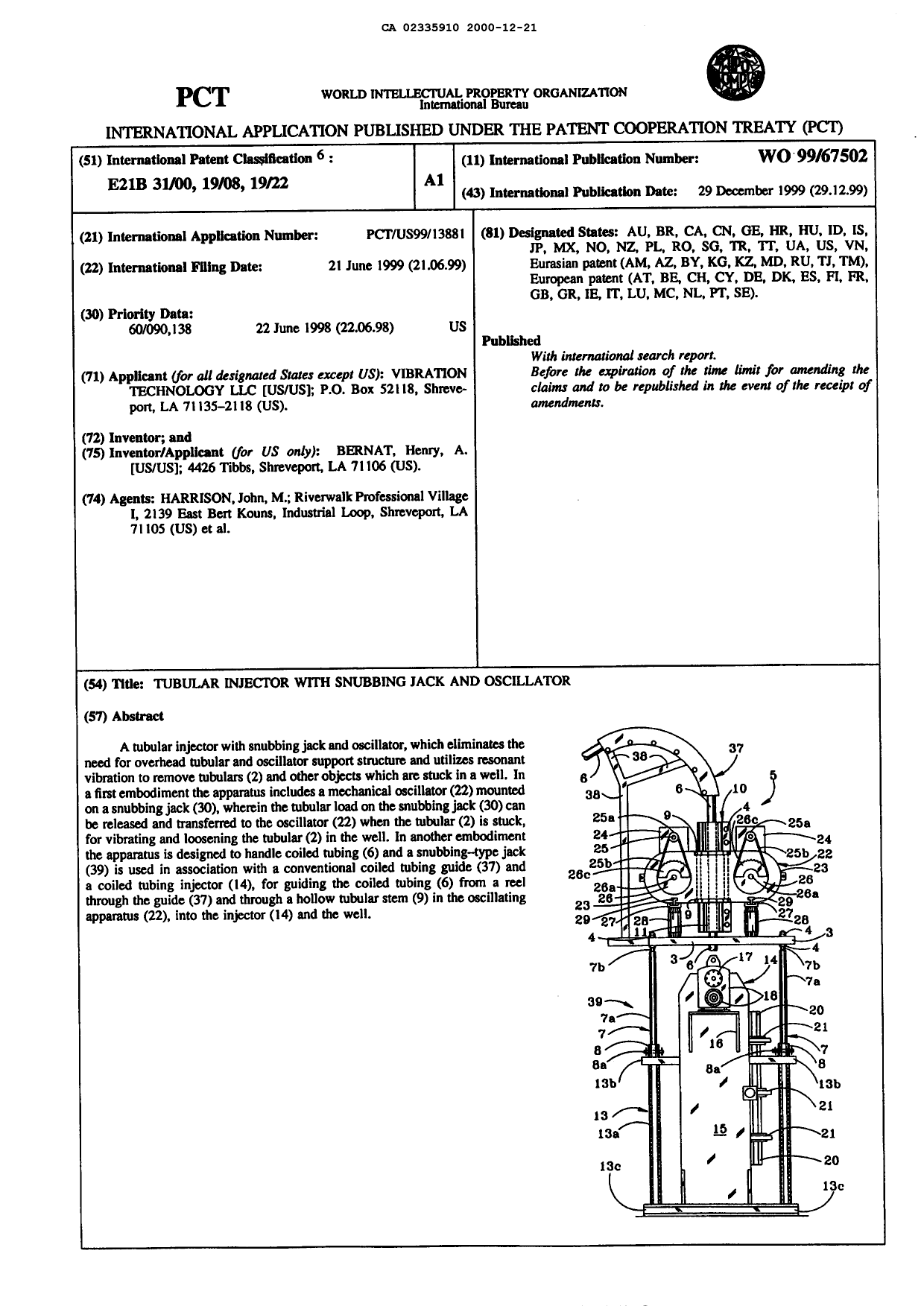 Canadian Patent Document 2335910. Abstract 20001221. Image 1 of 1