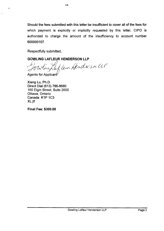 Document de brevet canadien 2336236. Correspondance 20111218. Image 2 de 2