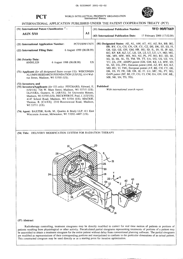 Canadian Patent Document 2339497. Abstract 20001202. Image 1 of 1