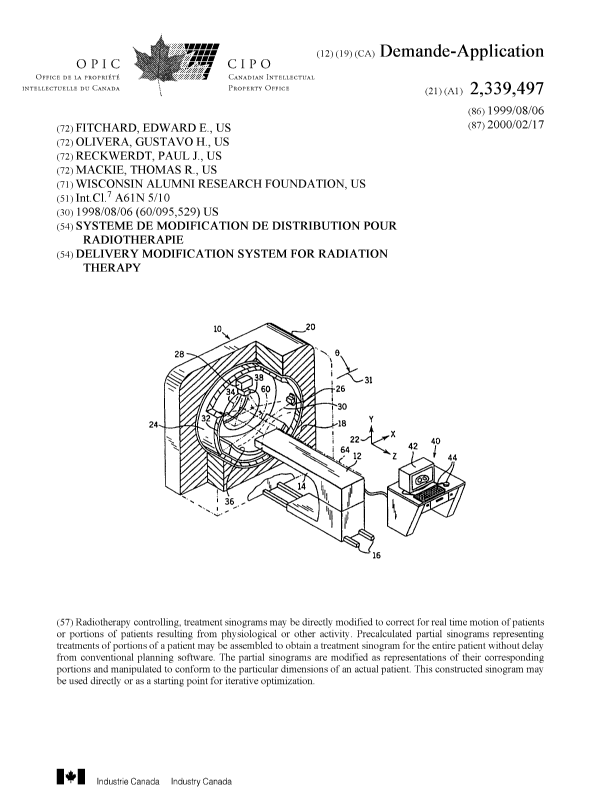 Canadian Patent Document 2339497. Cover Page 20001203. Image 1 of 1