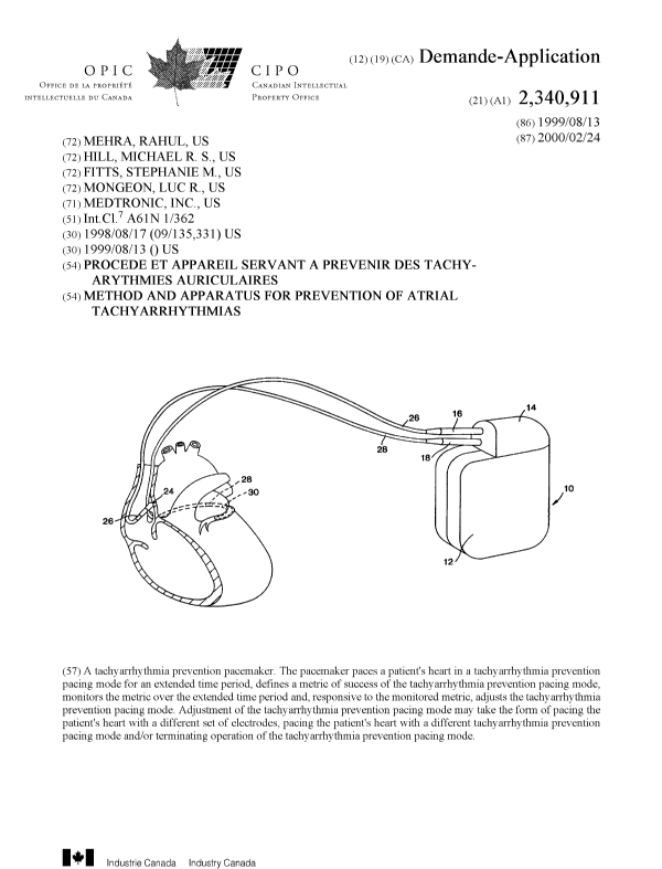 Document de brevet canadien 2340911. Page couverture 20010517. Image 1 de 1