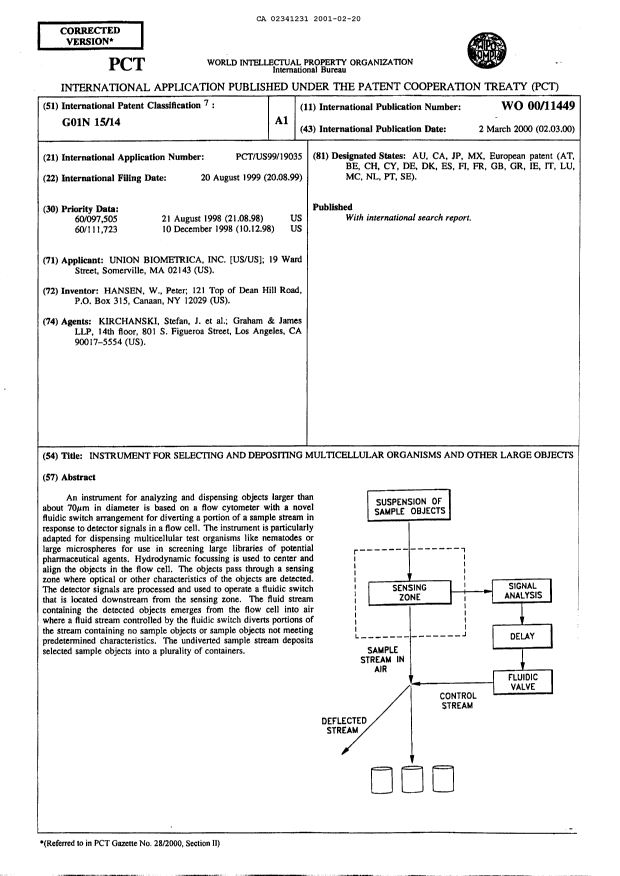 Canadian Patent Document 2341231. Abstract 20010220. Image 1 of 1