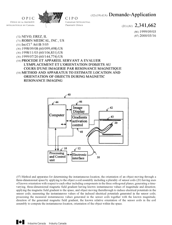 Document de brevet canadien 2341662. Page couverture 20010516. Image 1 de 1