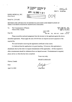 Canadian Patent Document 2341662. Assignment 20020410. Image 1 of 2