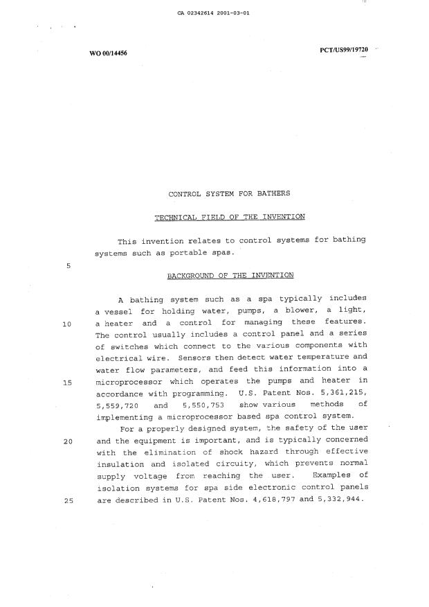 Document de brevet canadien 2342614. Description 20010301. Image 1 de 31