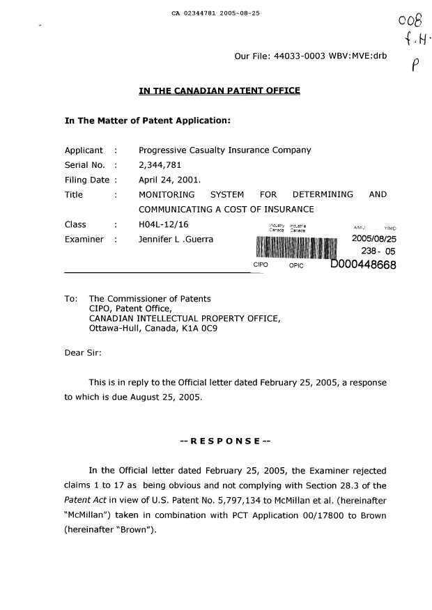 Canadian Patent Document 2344781. Prosecution-Amendment 20041225. Image 1 of 39