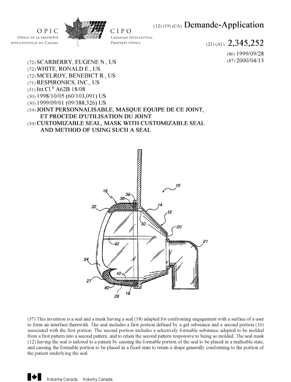 Canadian Patent Document 2345252. Cover Page 20001218. Image 1 of 1