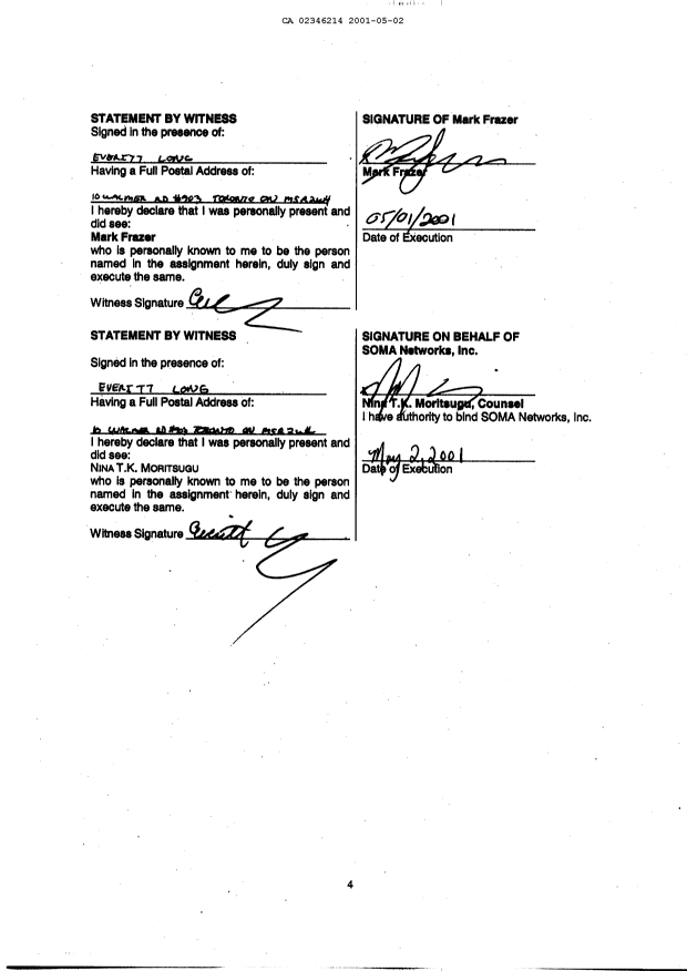 Canadian Patent Document 2346214. Assignment 20010502. Image 7 of 7