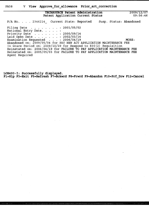 Canadian Patent Document 2346214. Correspondence 20100204. Image 2 of 4