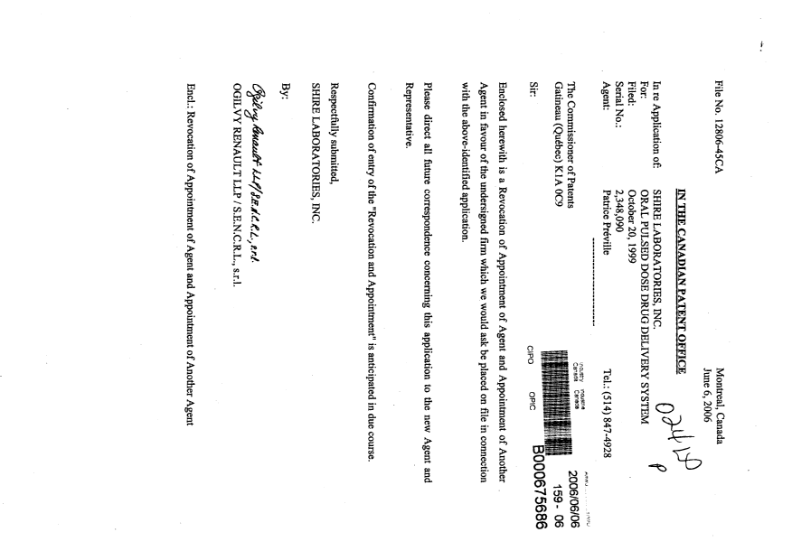 Canadian Patent Document 2348090. Correspondence 20051206. Image 1 of 2