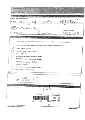 Document de brevet canadien 2350112. Taxes 20051210. Image 1 de 1