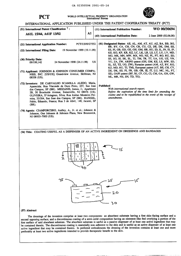 Canadian Patent Document 2350594. Abstract 20010514. Image 1 of 1