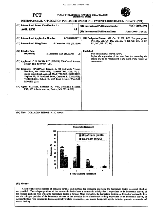 Document de brevet canadien 2351341. Abrégé 20010523. Image 1 de 1