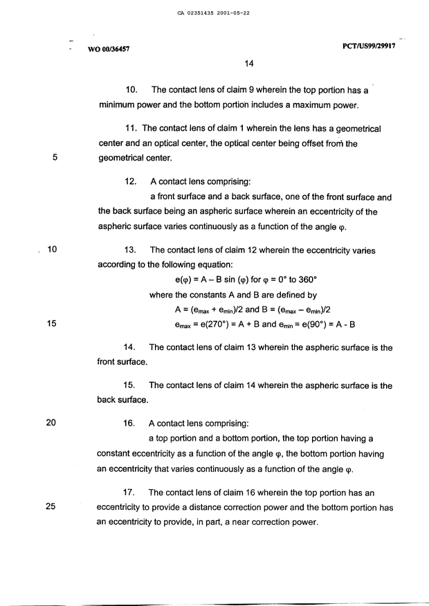 Document de brevet canadien 2351435. Revendications 20010522. Image 2 de 4