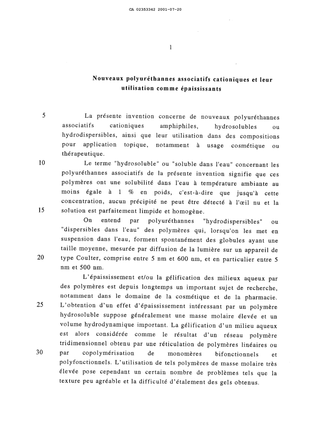 Document de brevet canadien 2353342. Description 20050302. Image 1 de 15
