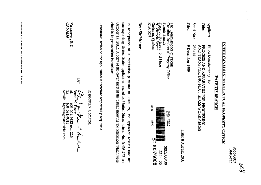 Canadian Patent Document 2354141. Prosecution-Amendment 20030808. Image 1 of 1