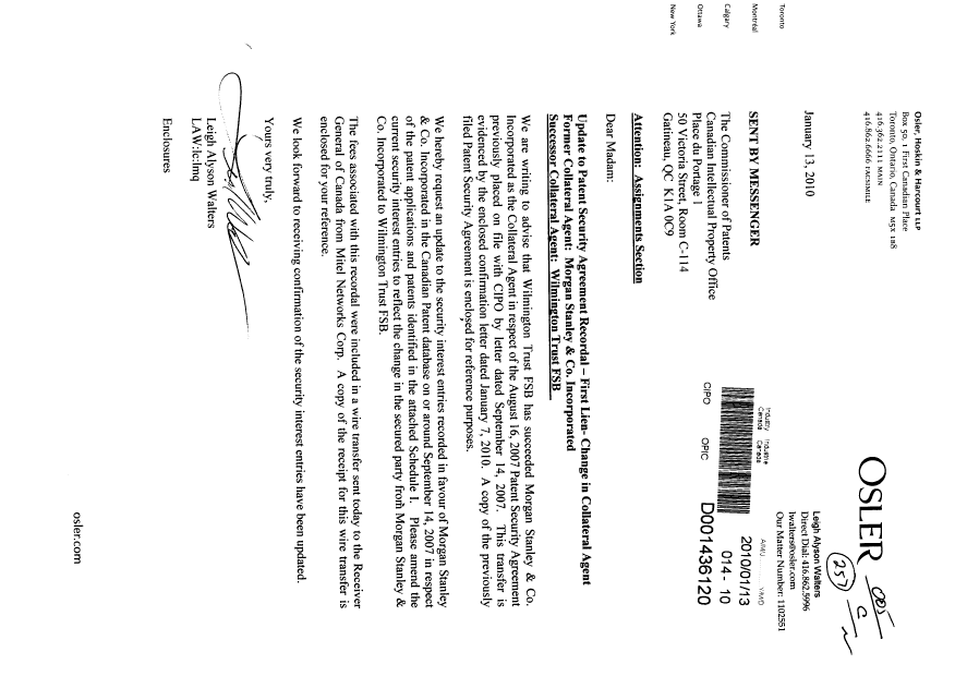 Canadian Patent Document 2354203. Assignment 20100113. Image 1 of 51