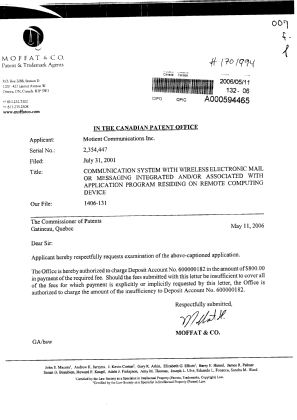 Canadian Patent Document 2354447. Prosecution-Amendment 20060511. Image 1 of 1