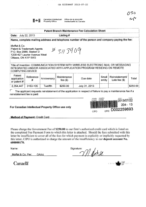 Document de brevet canadien 2354447. Taxes 20130722. Image 1 de 1