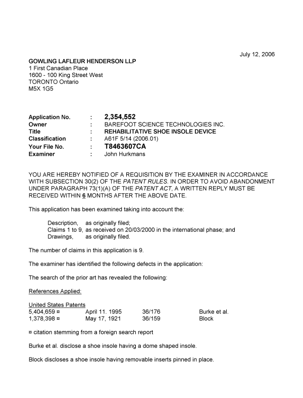 Canadian Patent Document 2354552. Prosecution-Amendment 20051212. Image 1 of 2