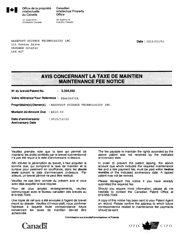 Canadian Patent Document 2354552. Correspondence 20151218. Image 1 of 2