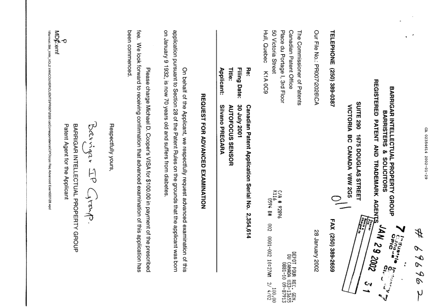 Canadian Patent Document 2354614. Prosecution-Amendment 20020129. Image 1 of 1