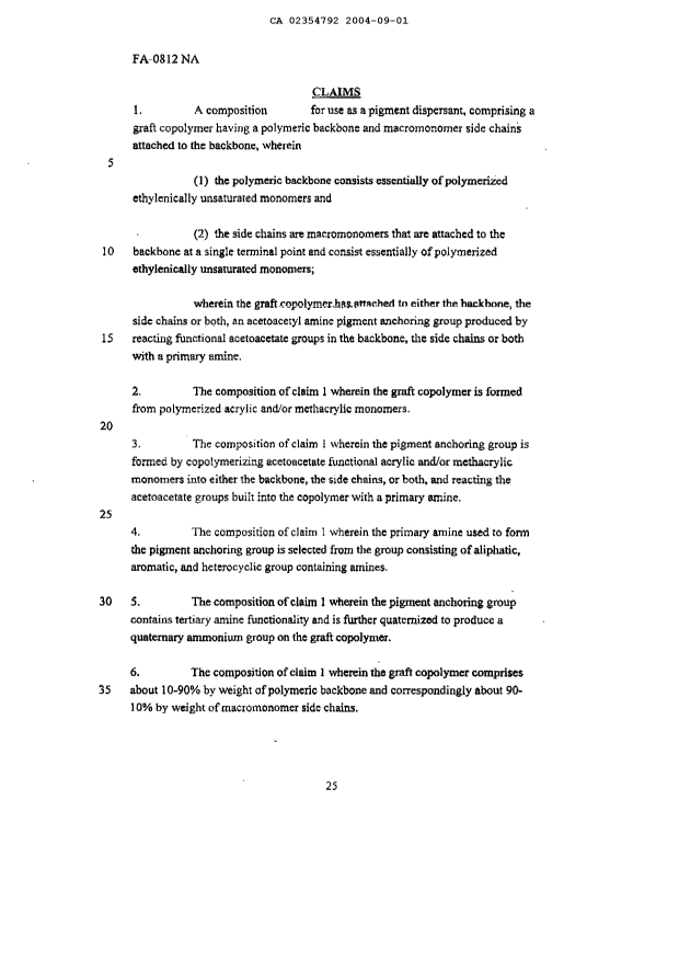 Document de brevet canadien 2354792. Revendications 20040901. Image 1 de 3