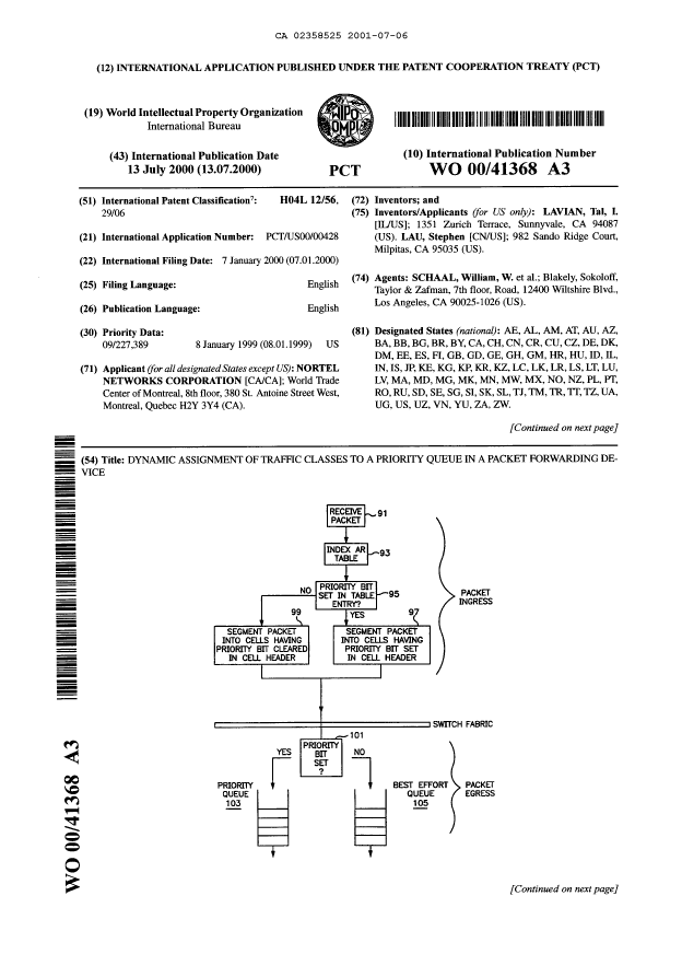 Canadian Patent Document 2358525. Abstract 20001206. Image 1 of 2
