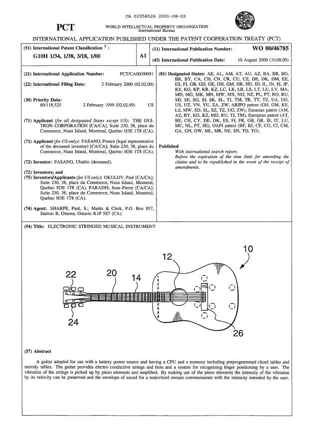 Document de brevet canadien 2358526. Abrégé 20010802. Image 1 de 1