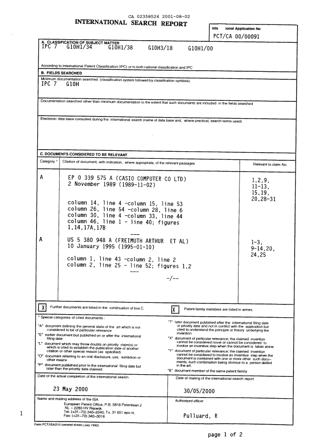 Document de brevet canadien 2358526. PCT 20010802. Image 1 de 18