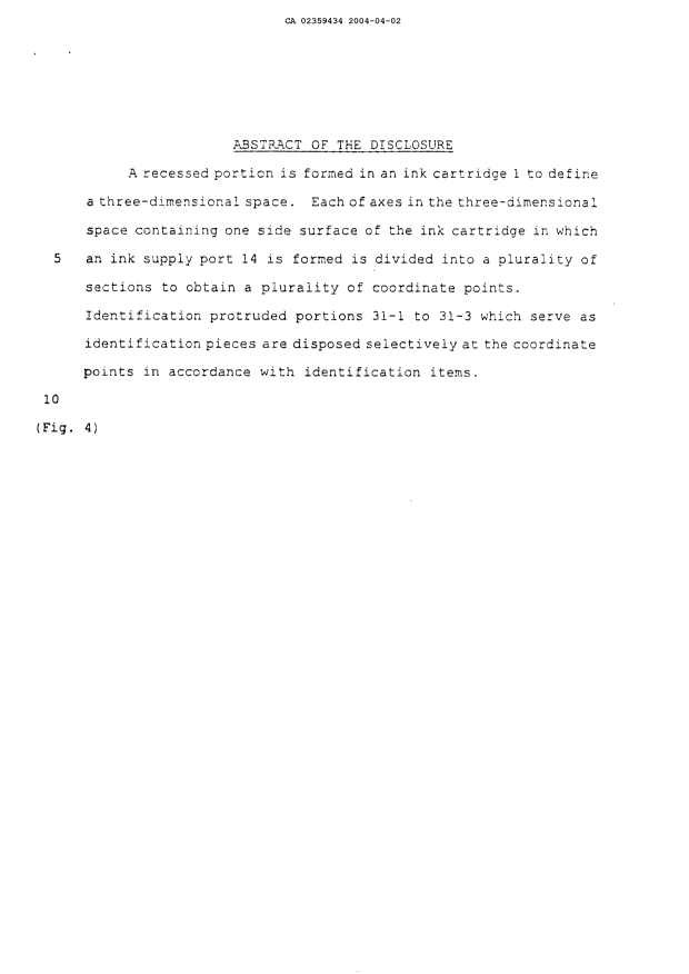Document de brevet canadien 2359434. Abrégé 20040402. Image 1 de 1