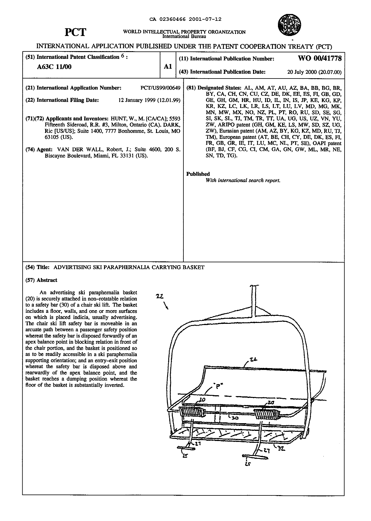 Canadian Patent Document 2360466. Abstract 20010712. Image 1 of 1