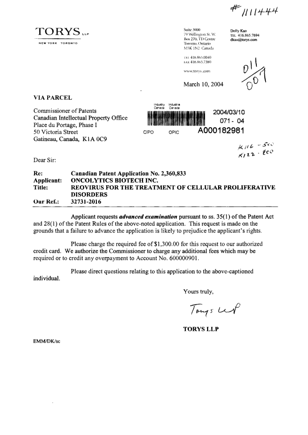 Document de brevet canadien 2360833. Poursuite-Amendment 20040310. Image 1 de 1