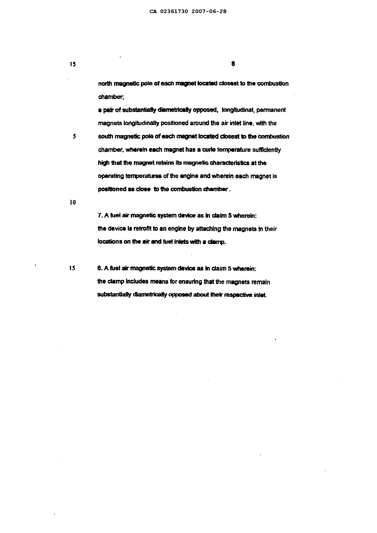 Document de brevet canadien 2361730. Revendications 20061228. Image 2 de 2