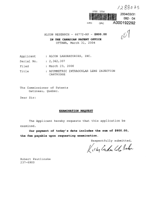 Canadian Patent Document 2362307. Prosecution-Amendment 20031231. Image 1 of 1