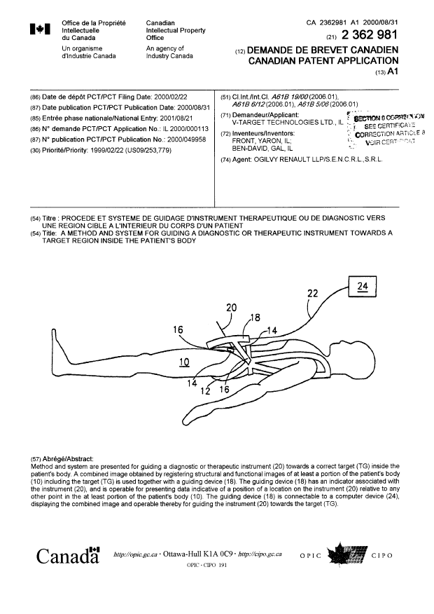 Canadian Patent Document 2362981. Cover Page 20071224. Image 1 of 2