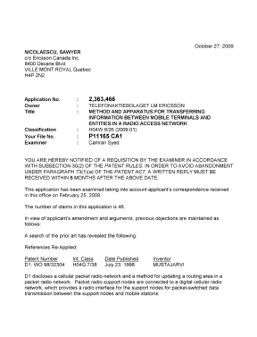 Canadian Patent Document 2363466. Prosecution-Amendment 20091027. Image 1 of 3