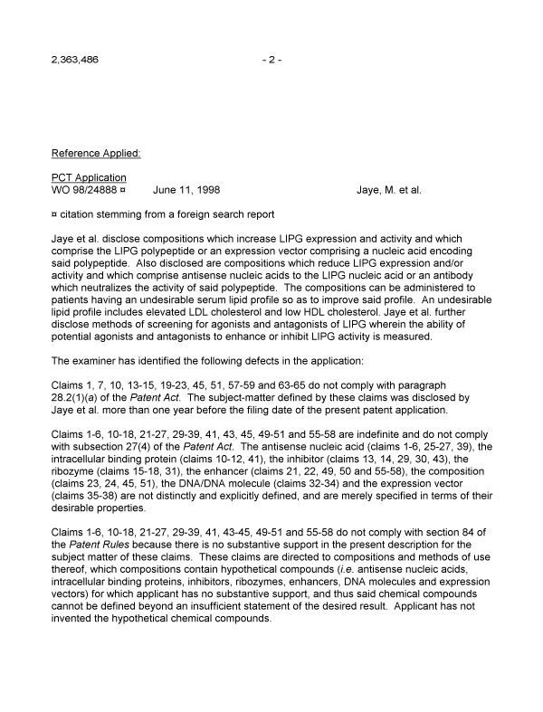 Canadian Patent Document 2363486. Prosecution-Amendment 20071105. Image 2 of 5