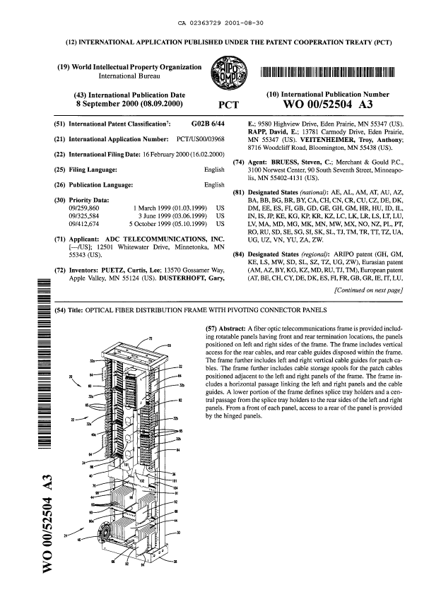 Document de brevet canadien 2363729. Abrégé 20010830. Image 1 de 2
