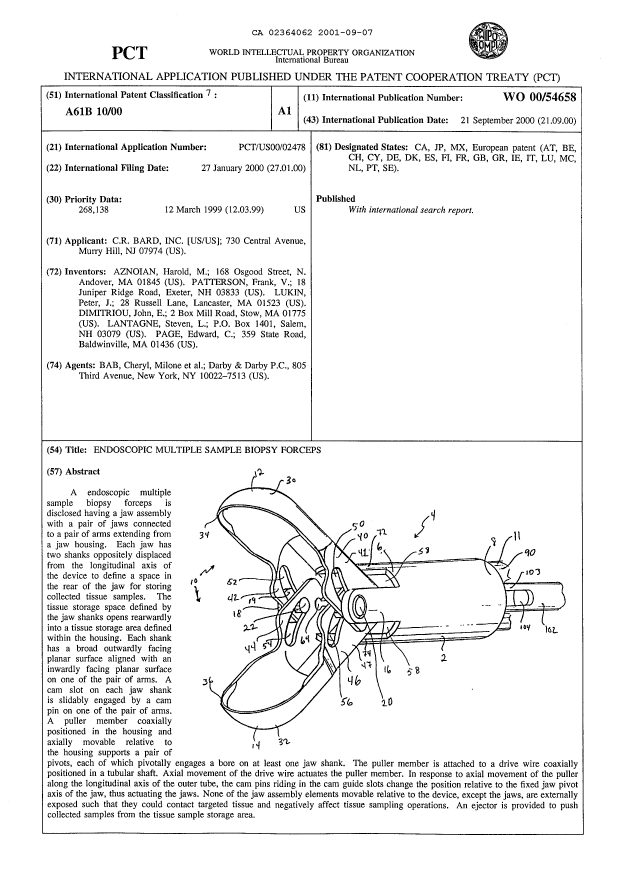 Document de brevet canadien 2364062. Abrégé 20010907. Image 1 de 1