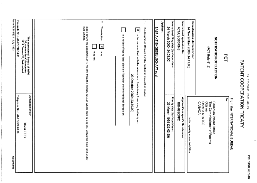 Document de brevet canadien 2365281. PCT 20010824. Image 1 de 12