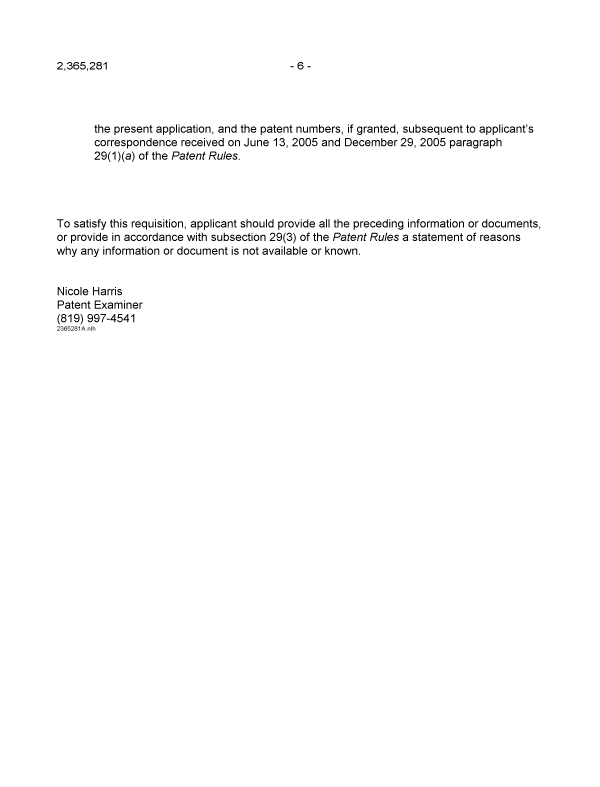 Document de brevet canadien 2365281. Poursuite-Amendment 20051228. Image 6 de 6