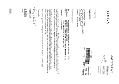 Document de brevet canadien 2365281. Correspondance 20081214. Image 1 de 1