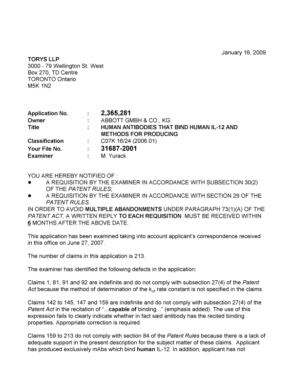 Document de brevet canadien 2365281. Poursuite-Amendment 20081216. Image 1 de 2