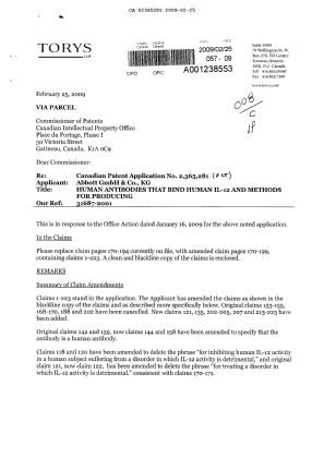 Canadian Patent Document 2365281. Prosecution-Amendment 20081225. Image 1 of 69