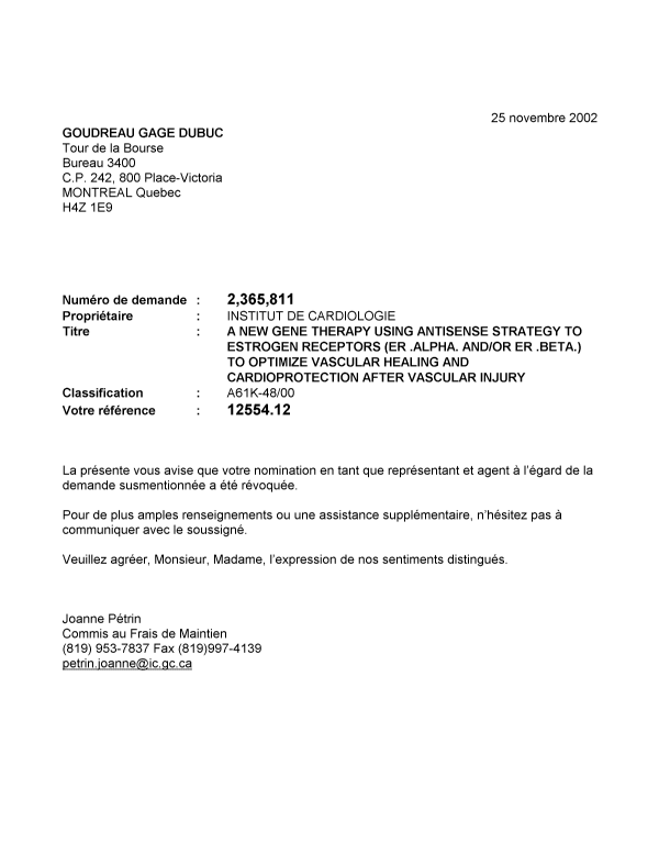 Canadian Patent Document 2365811. Correspondence 20011225. Image 1 of 1