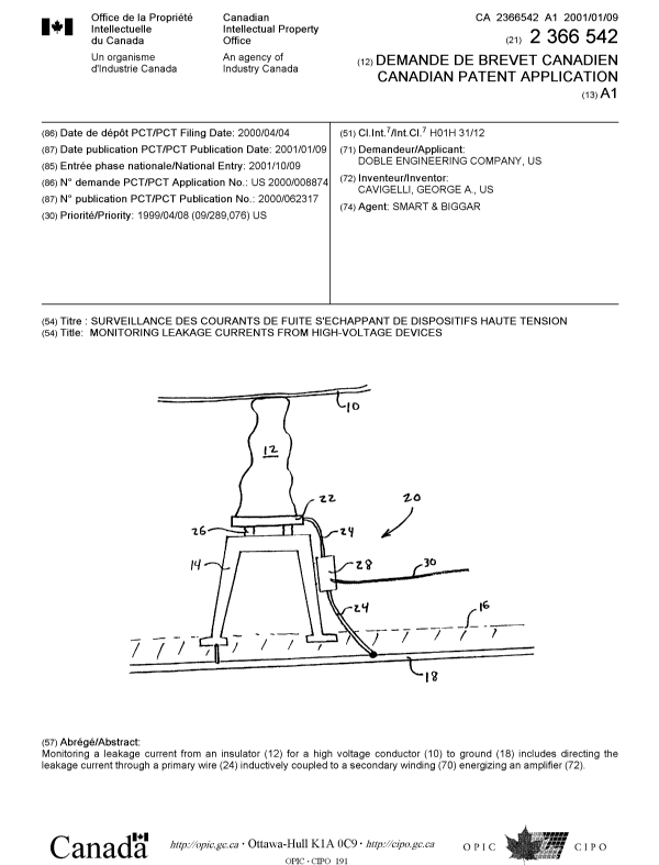 Canadian Patent Document 2366542. Cover Page 20020212. Image 1 of 1