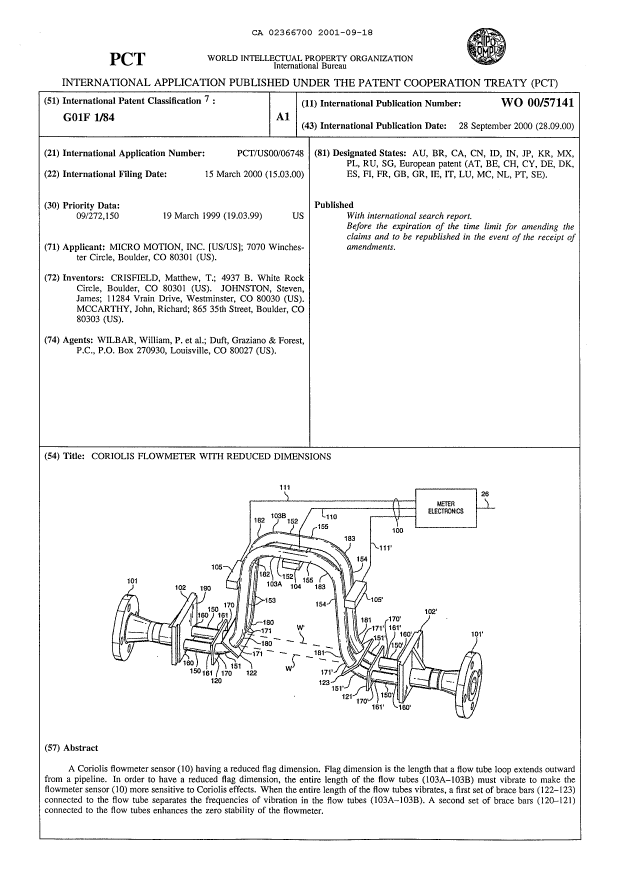 Canadian Patent Document 2366700. Abstract 20001218. Image 1 of 1