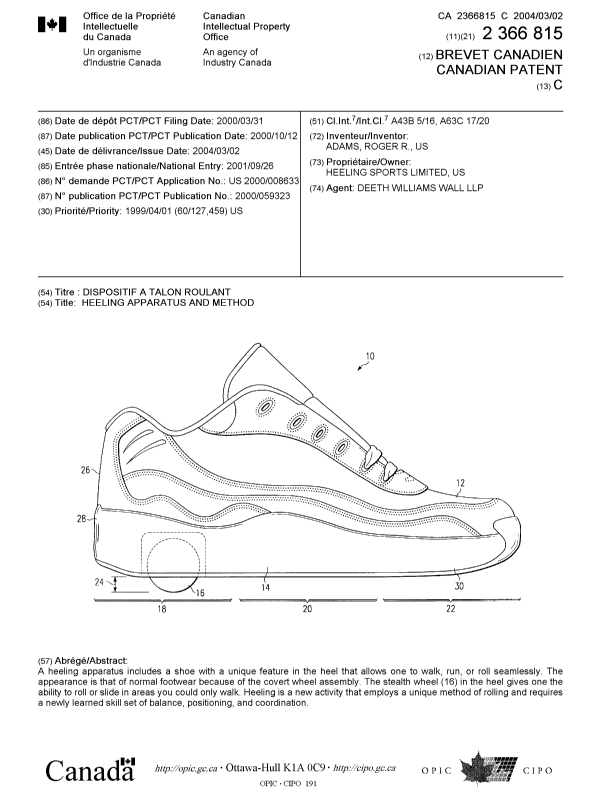 Canadian Patent Document 2366815. Cover Page 20040203. Image 1 of 1