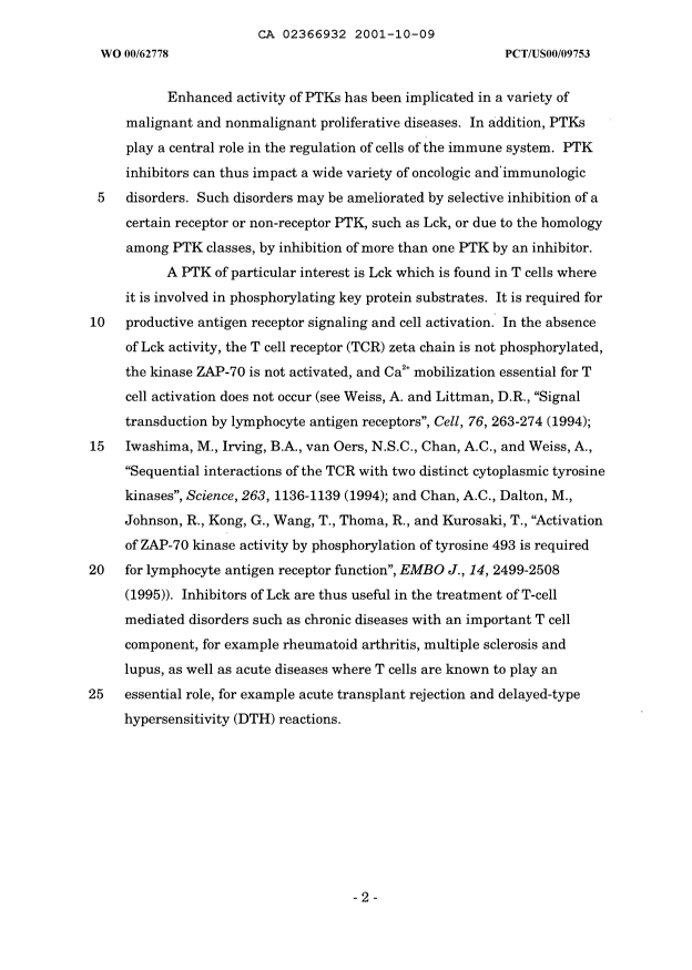 Document de brevet canadien 2366932. Description 20051203. Image 2 de 217
